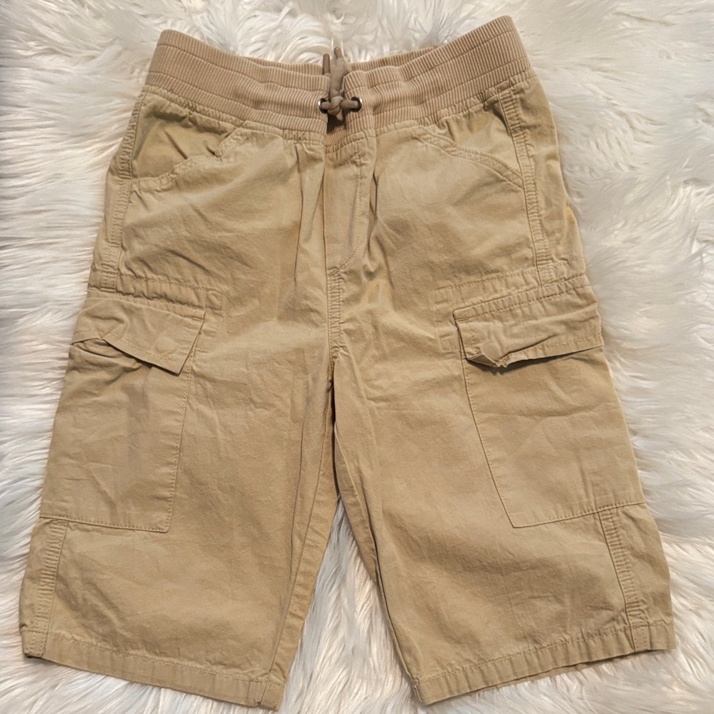 kidpik Beige Cargo Shorts for Kids Drawstring and Side Pockets Size Large 10